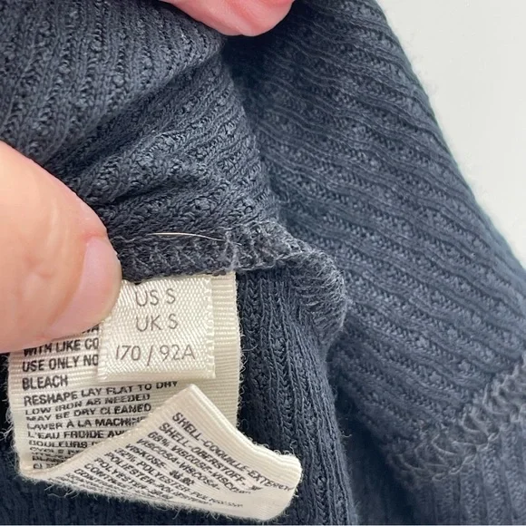 Free People Devin Black Balloon Sleeve Henley Oversized Textured Knit Top - Picture 11 of 13